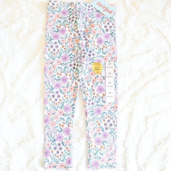 Set of 4 Spring/Summer Sparkle Waffle T-shirts, Floral Leggings & Jean Skirt NWT - Picture 6 of 16